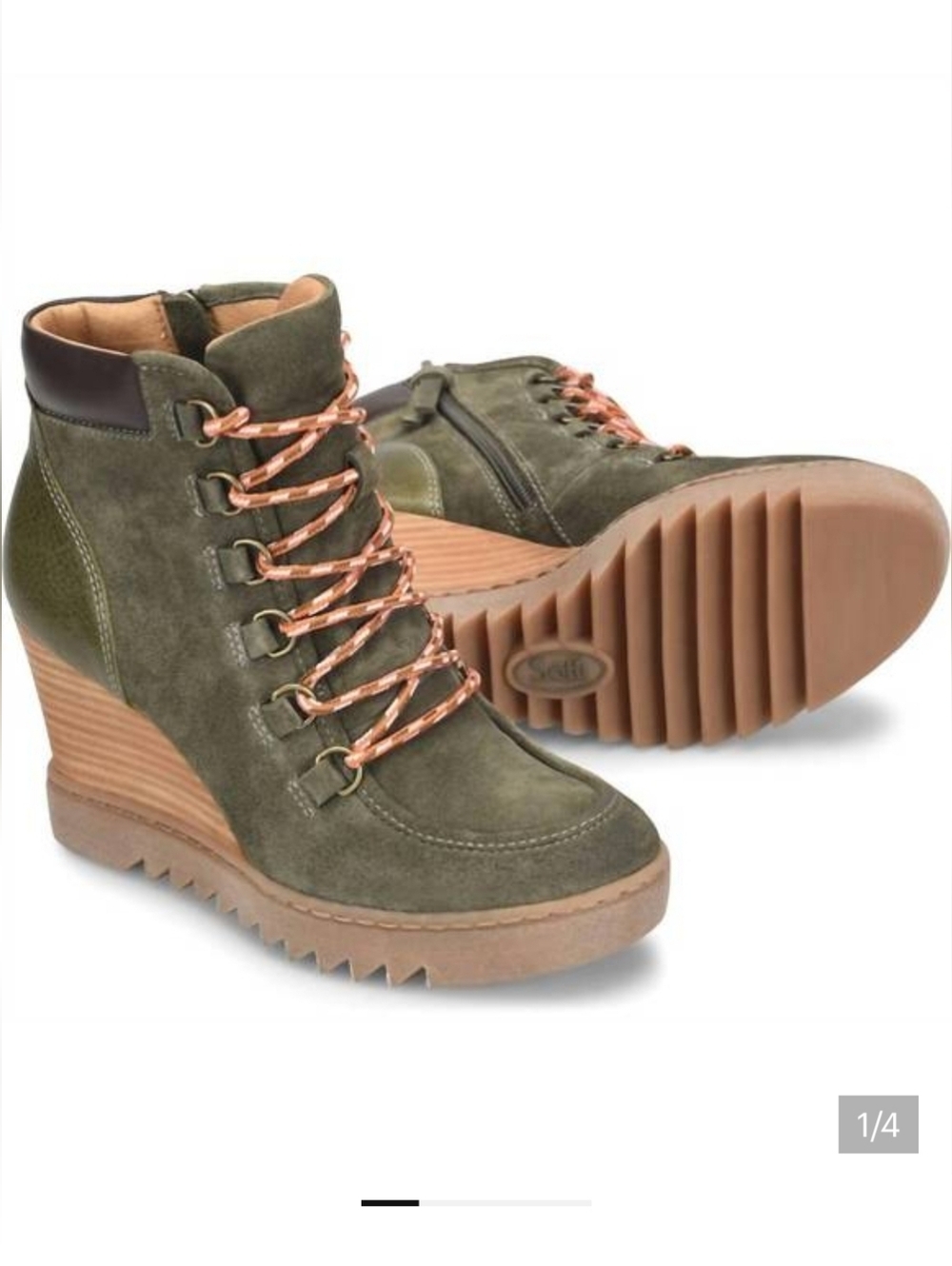 NEW SOFFT Underlyn Wedge Hiker Boot in Army Green